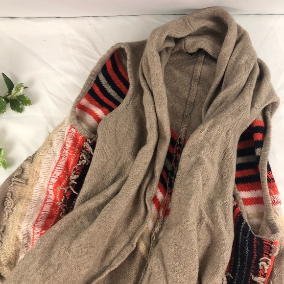 Ella Moss Sweaters - Ella Moss Aztec Fringe Open Front Vest Cardigan